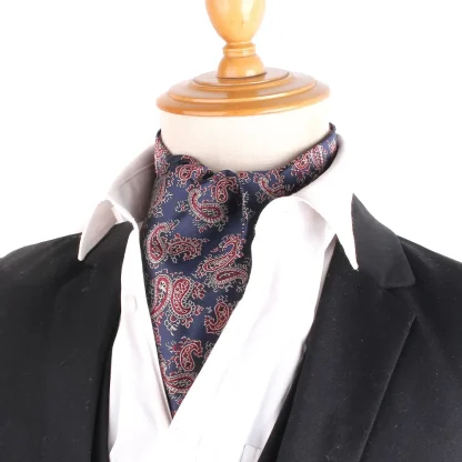 Retro Paisley Print Ascot Tie