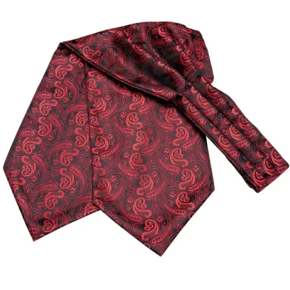 Printed Elegant Ascot Tie with Cufflinks - Image 3