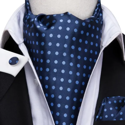 Printed Elegant Ascot Tie with Cufflinks - Image 12