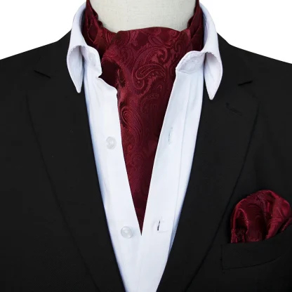 Luxury Elegant Ascot Tie with Pocket Square - Image 2