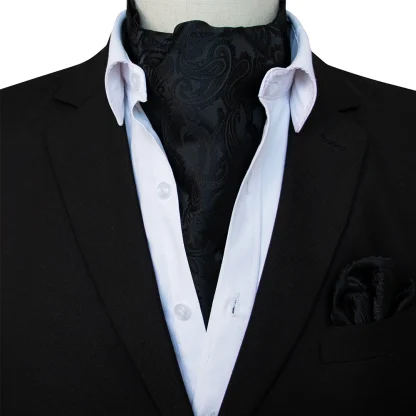 Luxury Elegant Ascot Tie with Pocket Square - Image 10