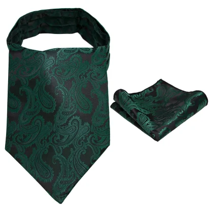 Luxury Elegant Ascot Tie with Pocket Square - Image 8