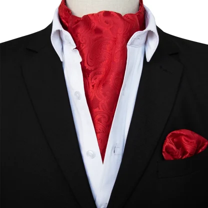 Luxury Elegant Ascot Tie with Pocket Square - Image 3