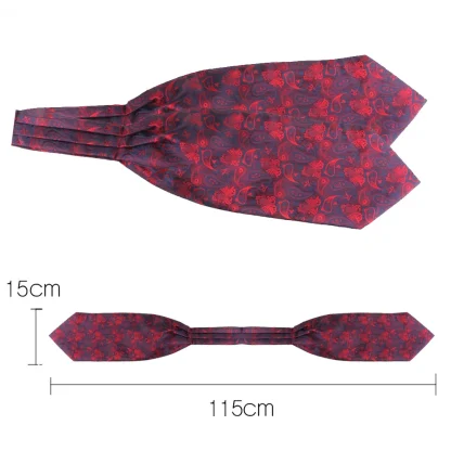 Red Paisley Pattern Formal Ascot Tie - Image 3