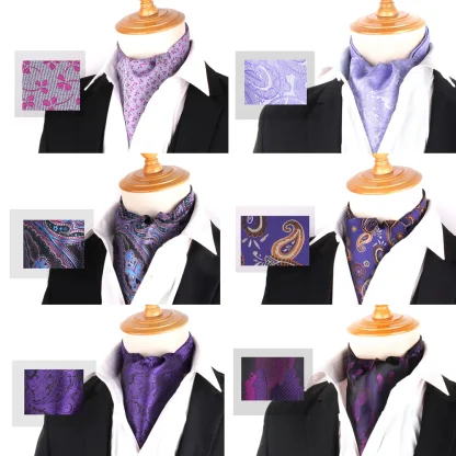 Purple Color Ascot Tie for Formal Events - Image 2