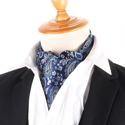 Retro Paisley Ascot Tie with Floral Print - Image 5