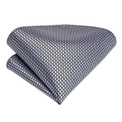 Shiny Ascot Tie with Handkerchief and Cufflinks - Image 6