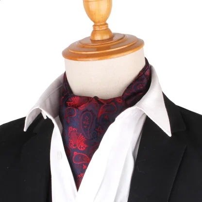 Red Paisley Pattern Formal Ascot Tie