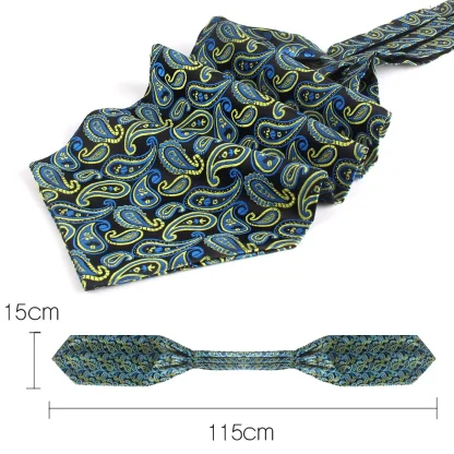 Retro Paisley Ascot Tie with Floral Print - Image 4