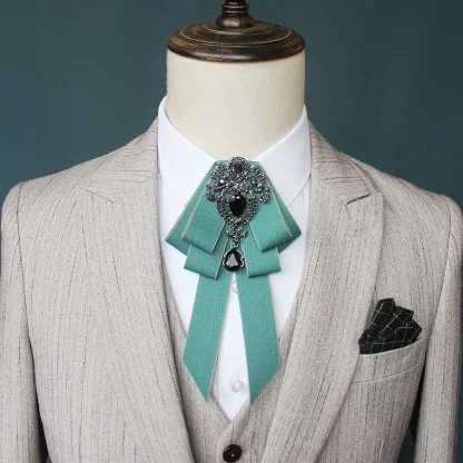 Retro Elegant Ascot Tie with Gemstone-like Decor - Image 10