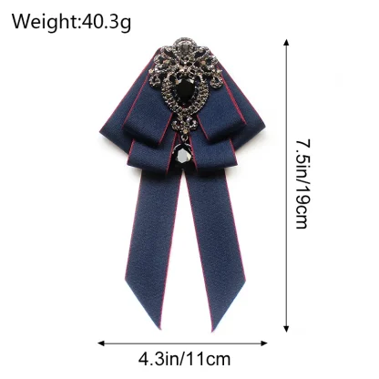 Retro Elegant Ascot Tie with Gemstone-like Decor - Image 7