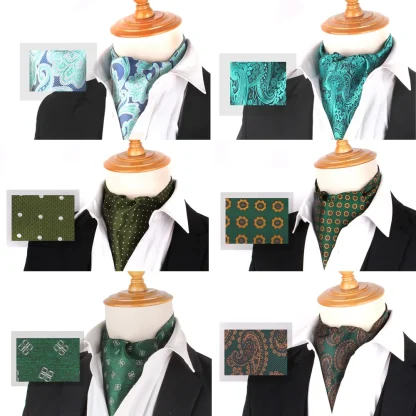 Bright Colored Ascot Tie with Elegant Pattern - Image 2