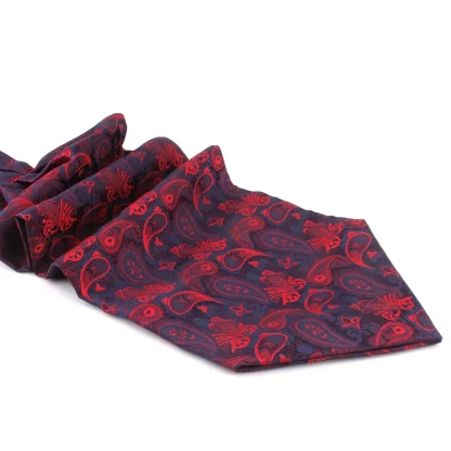 Red Paisley Pattern Formal Ascot Tie - Image 4