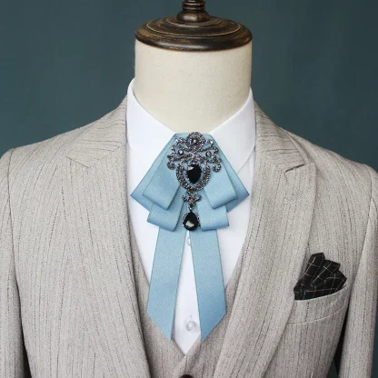 Retro Elegant Ascot Tie with Gemstone-like Decor - Image 9