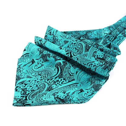 Bright Colored Ascot Tie with Elegant Pattern - Image 5